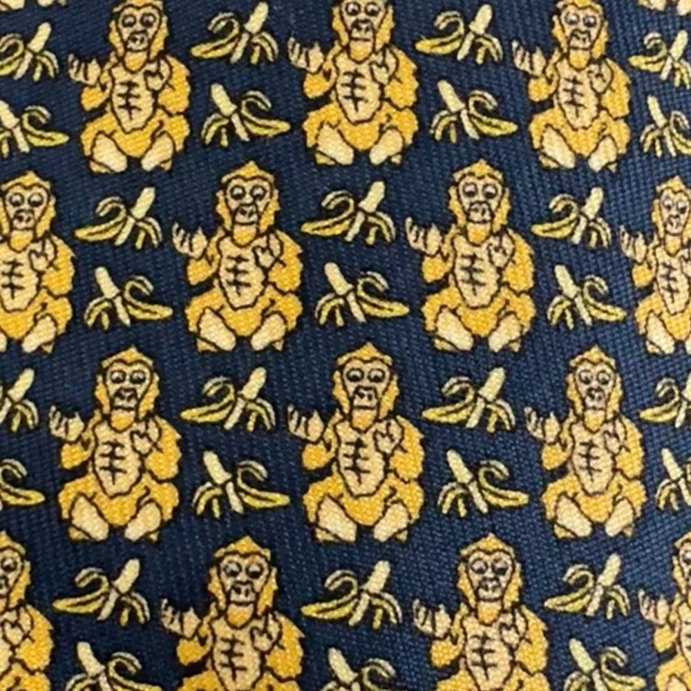 Vineyard Vines Custom Collection AXA Equitable Gorilla Banana Silk Tie Navy
